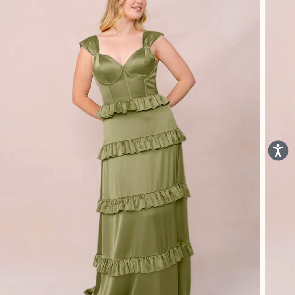 Revelry Sloane Dress in Moss Satin